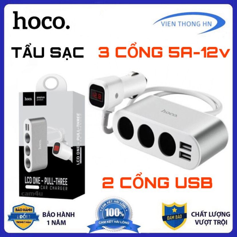 Tẩu sạc oto đa năng - cốc sạc xe hơi ô tô 5 cổng hoco z13 - vienthonghn