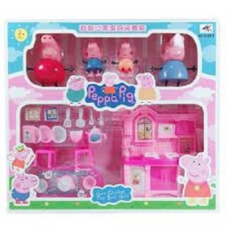 Bộ đồ chơi nấu ăn gia đình peppapig kèm nhiều đồ mini, thiết kế đẹp mặt giống thật siêu bền
