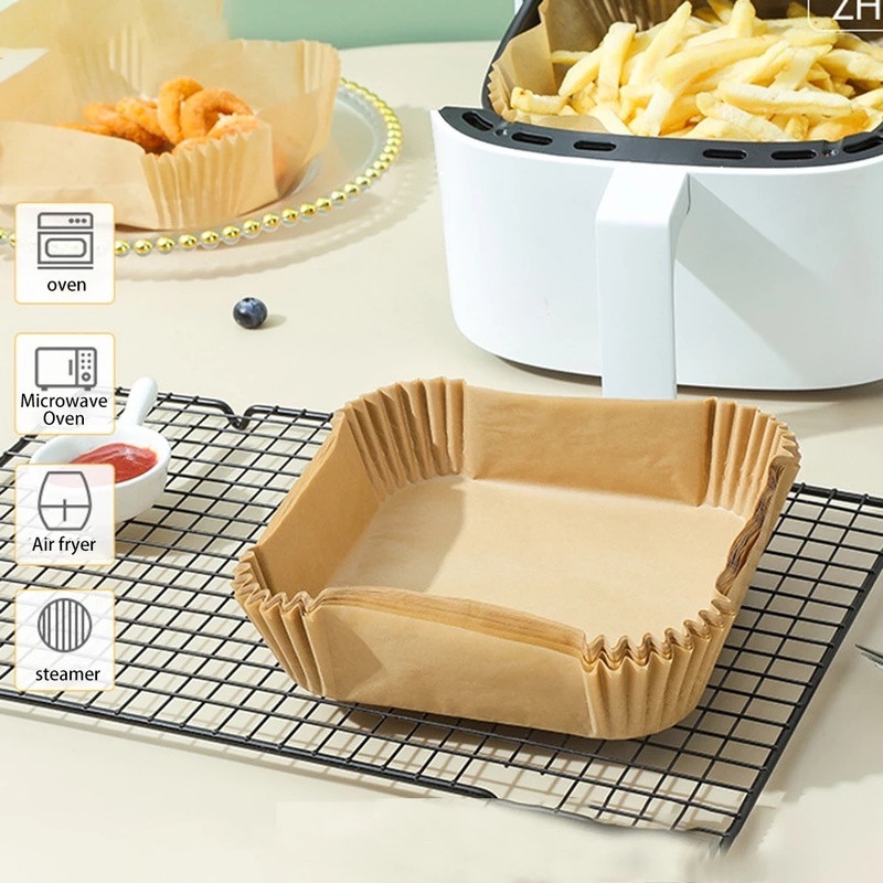 Set 50/100 Giấy Lót Nồi Nướng BBQ Hình Vuông Dùng Một Lần