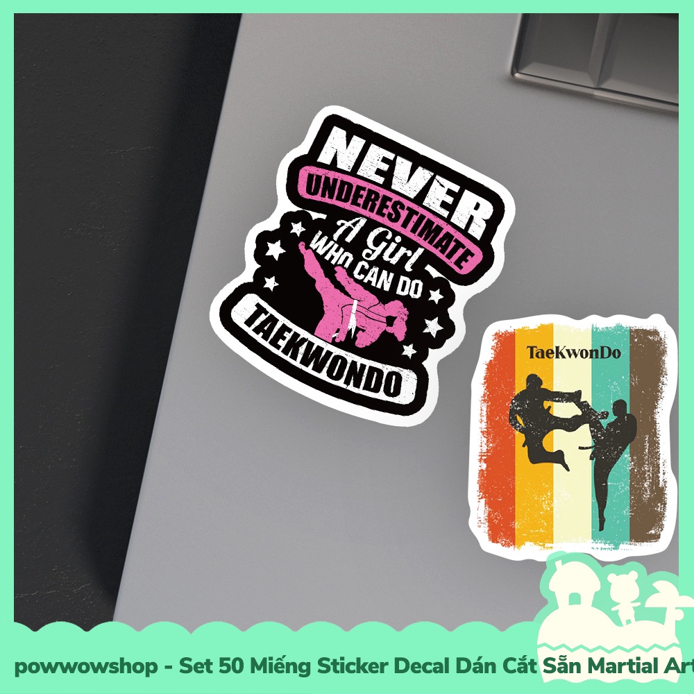 [Sẵn VN - Hỏa Tốc] Set 50 Miếng Sticker Decal Cắt Sẵn DIY Dán Trang Trí Vật Dụng Mẫu Martial Arts