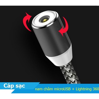(CÓ LED) CÁP SẠC HÍT NAM CHÂM DÂY DÙ 1M CỔNG IPHONE/TYPE-C/ANDROID