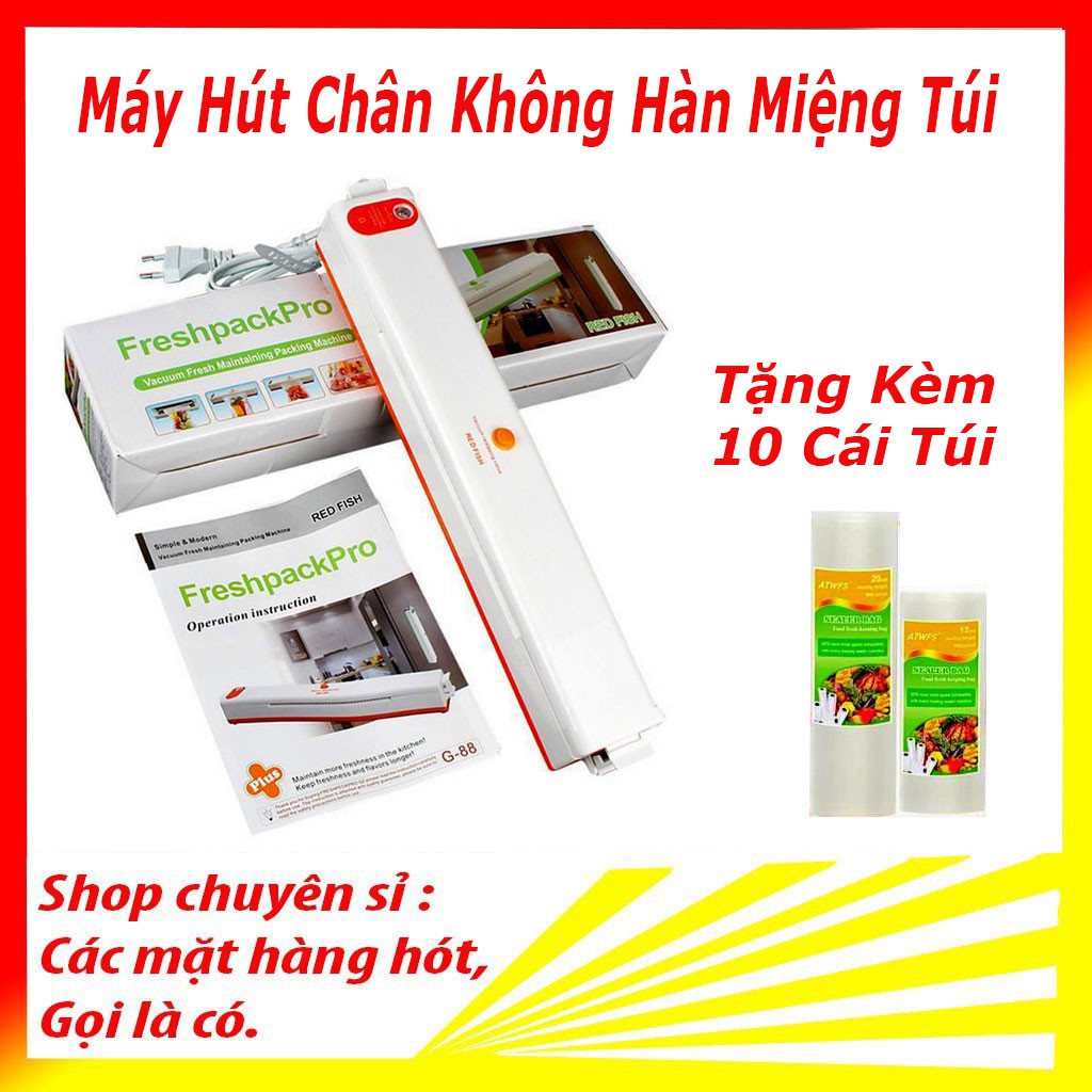 Máy hút chân không Fresh Pack Pro, máy hút chân không kiêm hàn miệng túi thực phẩm cao cấp ( Tặng kèm 10 túi )