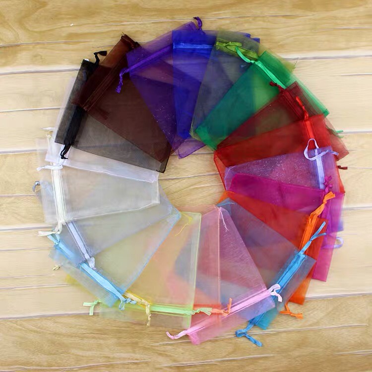Túi vải voan dây rút (set 2c) đựng quà, mỹ phẩm, đồ handmade nhiều màu nhiều size