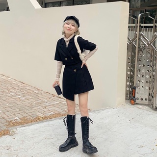 Áo vest blazer và chân váy Set đồ nữ 2 món, Set áo mix chân váy chữ a trẻ trung năng động