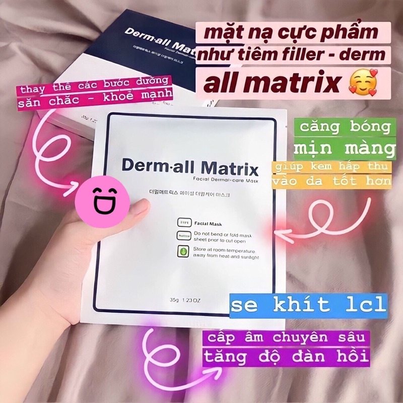 Mặt nạ tái sinh da chỉ sau 1 đêm Derm All Matrix-Hộp 4 miếng giá bằng 1 buổi spa