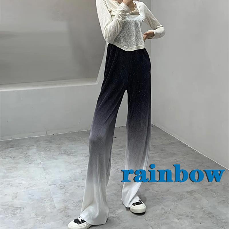 Quần Ống Rộng Palazzo Lưng Cao Xếp Ly Màu Cầu Vồng Thời Trang Cho Nữ | BigBuy360 - bigbuy360.vn