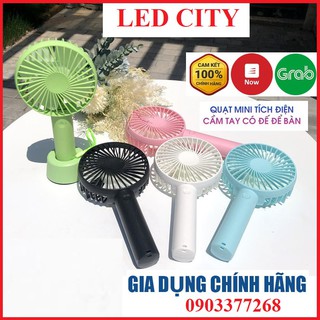 Quat mini cầm tay tích điện chạy bằng pin N9 có đế để bàn 3 tốc độ gió siêu mát