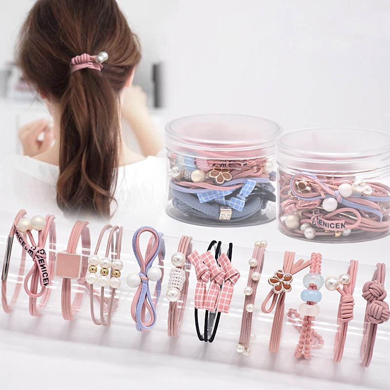 Set 12 Dây Thun Cột Tóc Đơn Giản Đáng Yêu