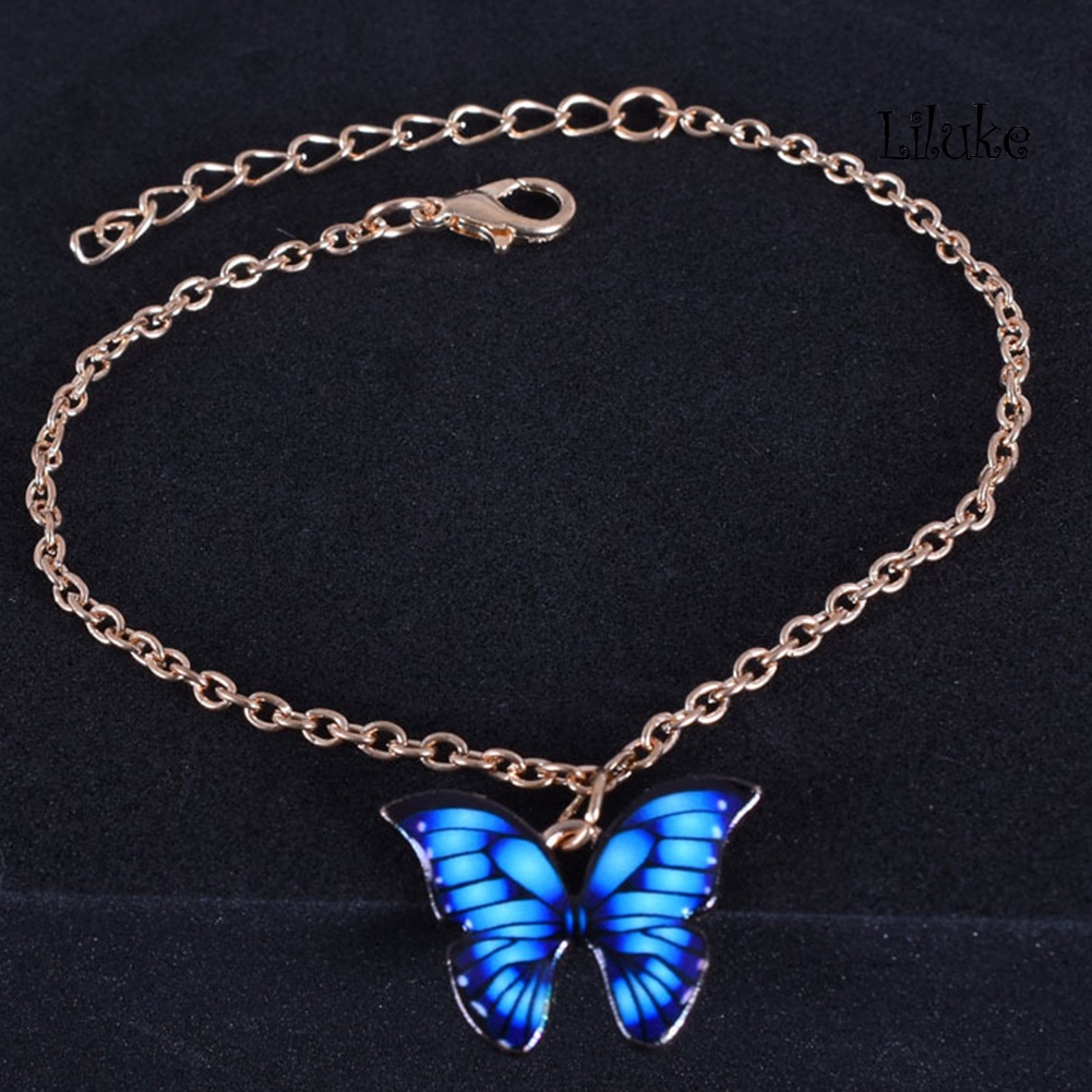 Lắc Chân Hợp Kim Trang Trí Mặt Hình Bươm Bướm Nhiều Màu Sắc Cho Nữ