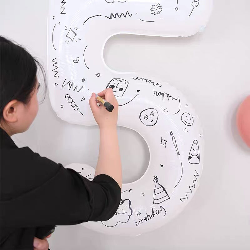 Bong Bóng Lõi Nhôm Hình Số Màu Trắng Dùng Trang Trí Tiệc Sinh Nhật