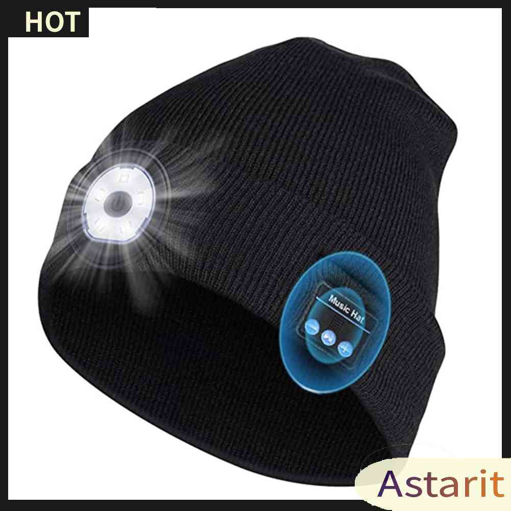 Mũ Len Beanie Phát Nhạc Bluetooth Không Dây Có Đèn LED Thông Minh