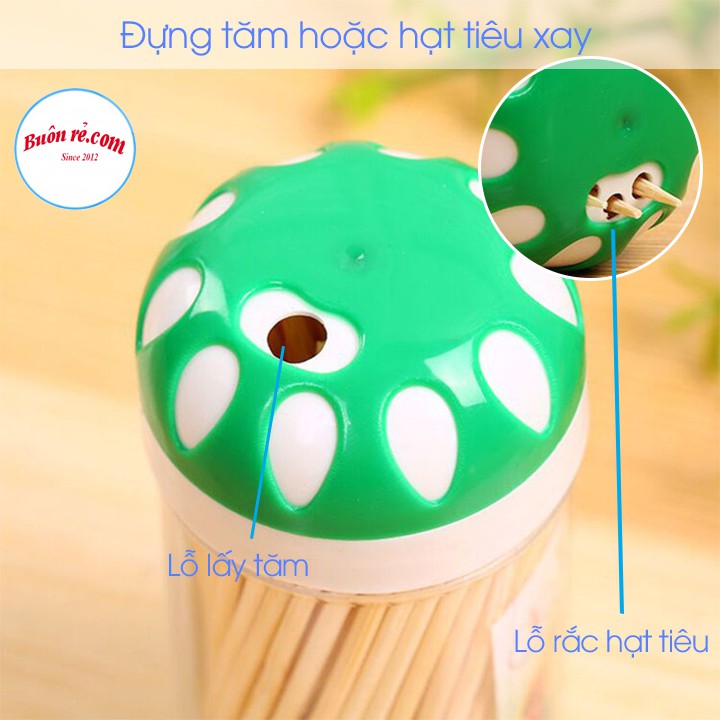 Lọ đựng tăm, tiêu cao cấp nhựa Việt Nhật (MS: 2696) - Hũ đựng gia vị tiện lợi bền đẹp, nhỏ gọn -br 01365