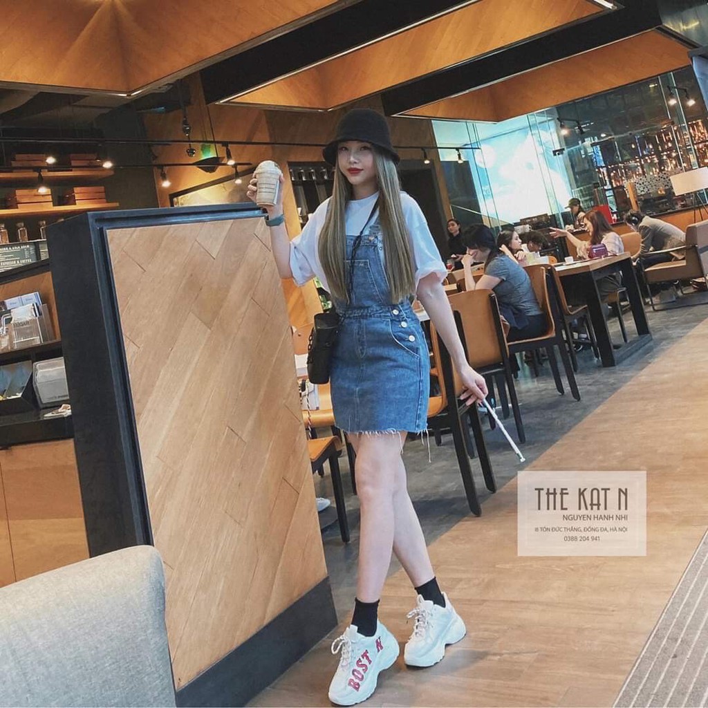 Váy Yếm Jean Rách Gấu Phong Cách Hàn Quốc Ullzzang Taobao MS1SL3