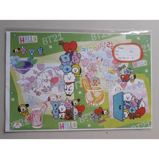 Bọc vở BTS, BT21 nhiều mẫu (1 set 10 tờ)