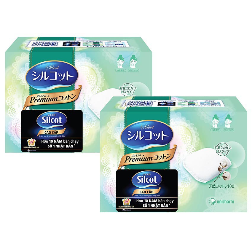 Combo 6 hộp bông tẩy trang cao cấp Silcot Premium (Xanh lá) 66 miếng/hộpX6