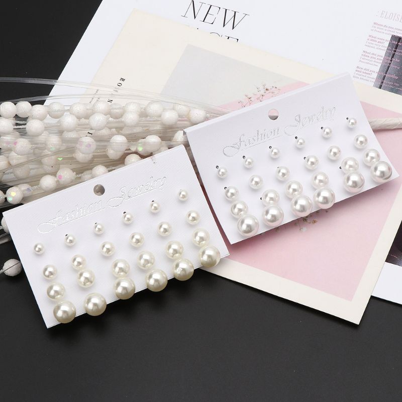 12 Đôi hoa tai đính ngọc trai giả thời trang dành cho nữ