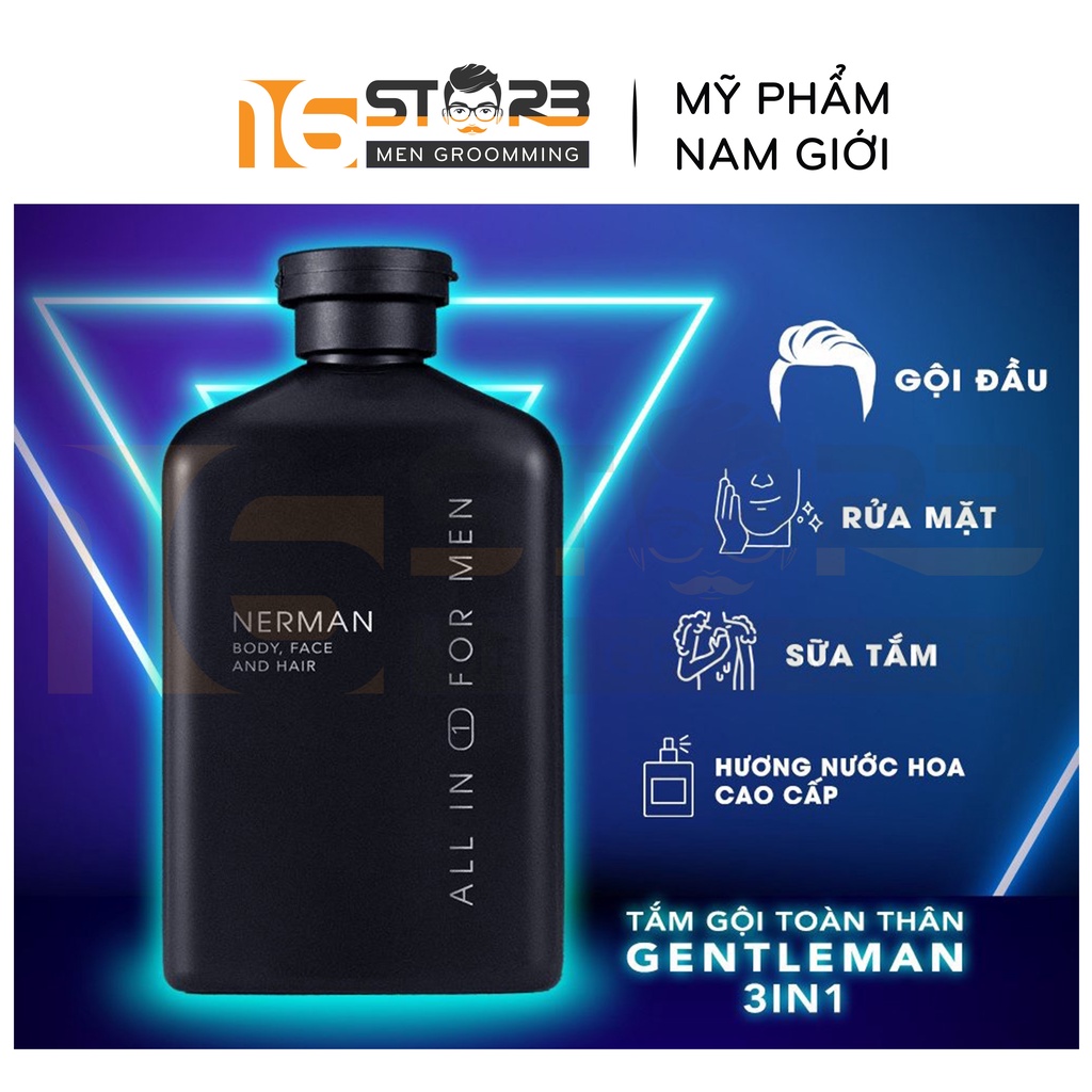 [Chính Hãng 100%] Sữa tắm gội hương nước hoa cao cấp Gentleman 3 in 1 NERMAN 350ml