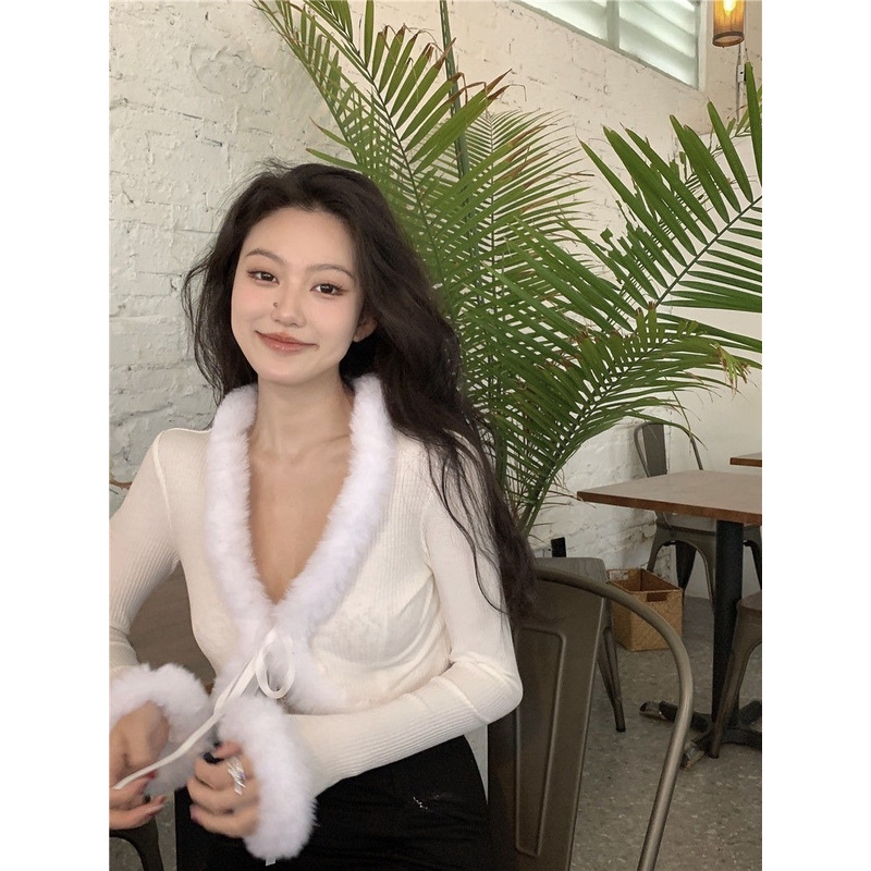 Áo khoác Cardigan tay dài màu trắng dễ phối đồ thời trang mùa thu