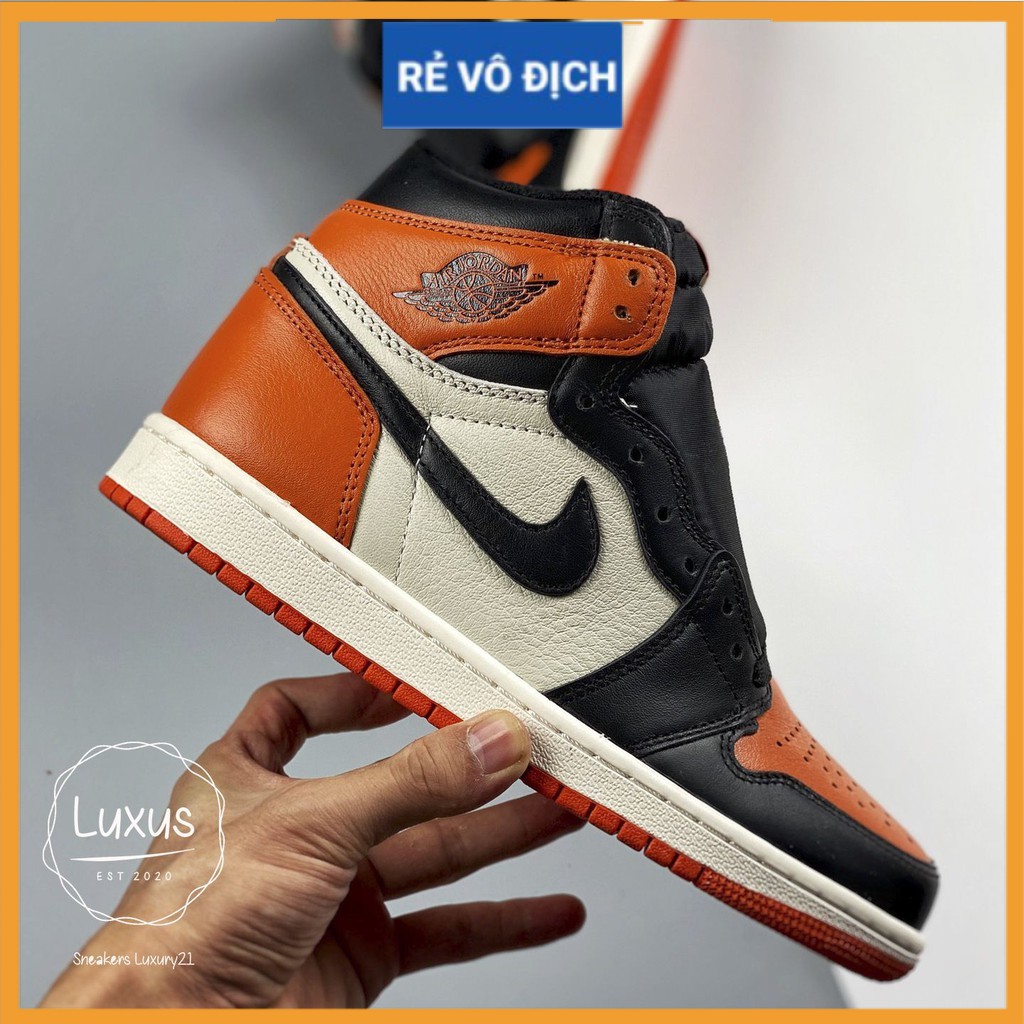 (FREESHIP+QUÀ+HỘP) Giày thể thao AIR JORDAN 1 Retro High Satin Shattered Backboard màu cam trắng