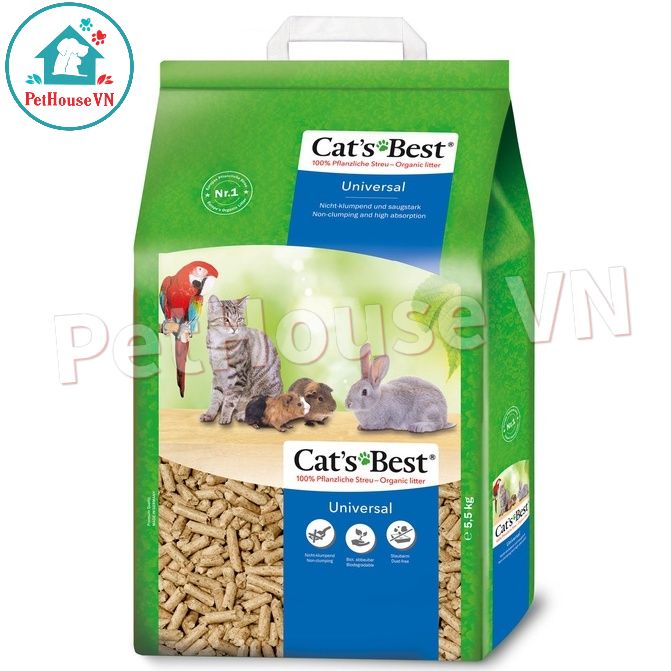 Cát Gỗ Vệ Sinh Cho Mèo Và Thú Cưng - CAT'S BEST UNIVERSAL 5.5KG  Nhập Khẩu Đức