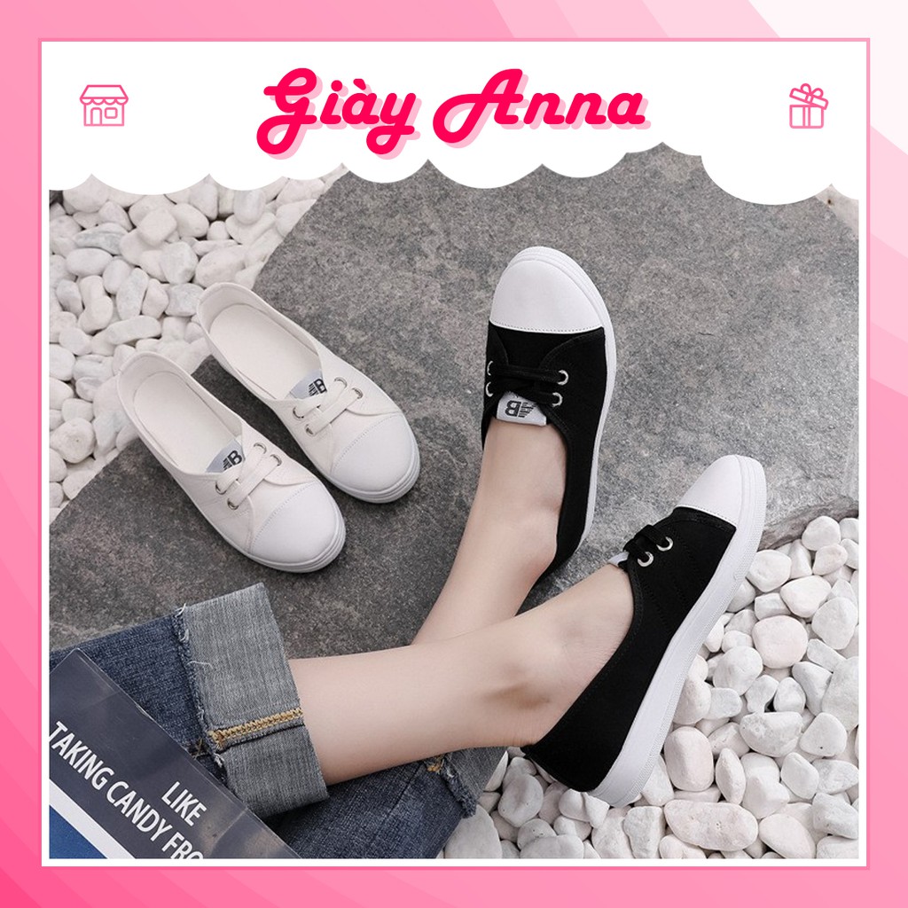 Giày lười nữ ANNA vải đế bệt xinh xắn trẻ trung slip on nữ