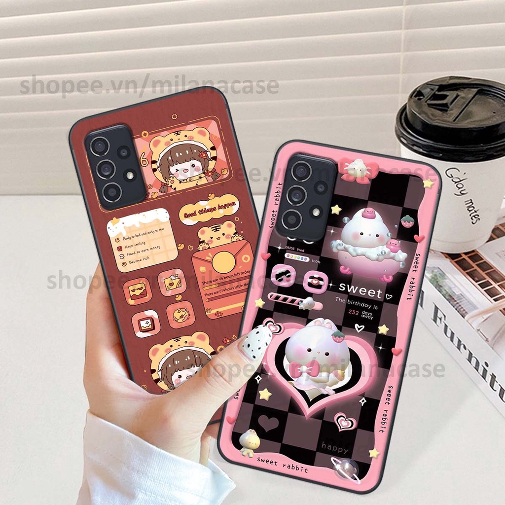 Ốp Samsung A32 / A52 / A72 hình đồng hồ icon gấu mèo cute cực dễ thương ngộ nghĩnh