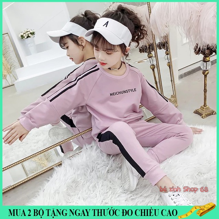 Bộ thu đông bé gái 15-45kg, bộ dài tay bé gái 4-14 tuổi GIRL sang chảnh vải nỉ da cá dày dặn, hàng may kĩ.GIRL88