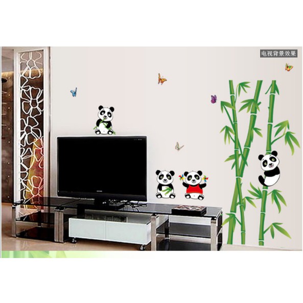 Decal trang trí tường Gấu và Cây Trúc xinh