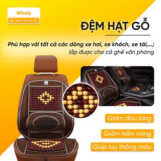 Đệm lót ghế xe hơi ô tô hạt gỗ thoáng khí, giúp massage giảm đau lưng Nệm lót ghế lưới hạt gỗ cho xe