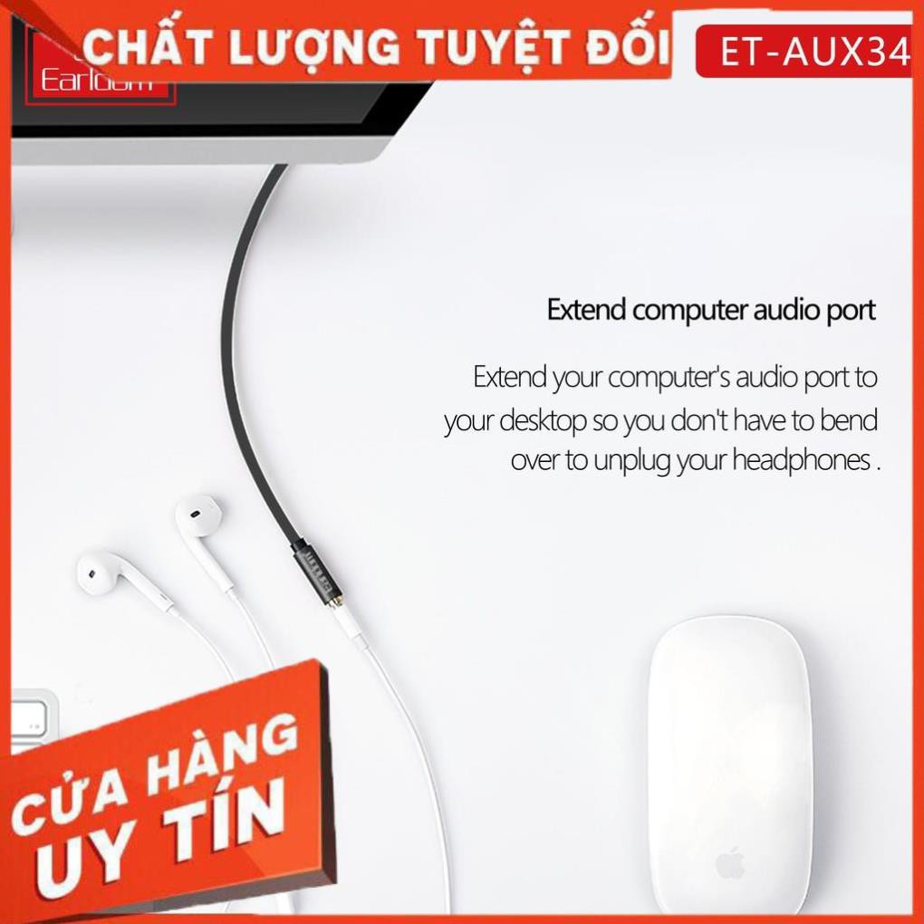 Dây cáp âm thanh AUX-34 Earldom Jack Kết Nối Chân 3.5 Ra Đầu AUX Lấy Âm Thanh Video Audio Lấy Nhạc Ra Loa Oto