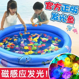 Đồ chơi câu cá trẻ em phát sáng cảm ứng từ lớn Bộ hồ bơi đố cậu bé dưới nước món quà cô gái 3-6 tuổi