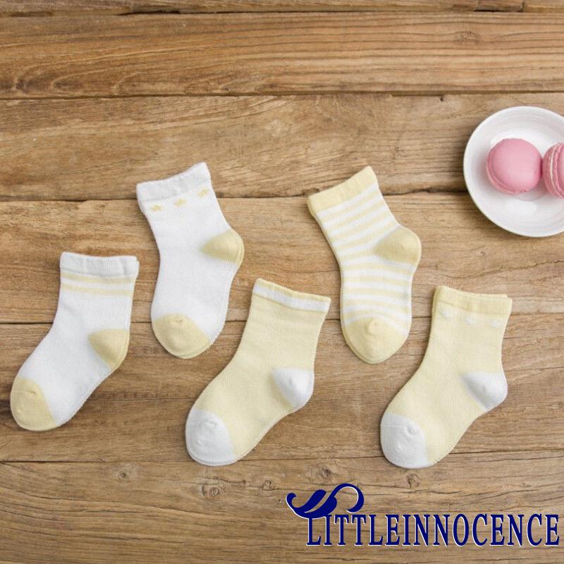 Set 5 đôi vớ cotton in họa tiết hoạt hình dễ thương thời trang cho trẻ sơ sinh