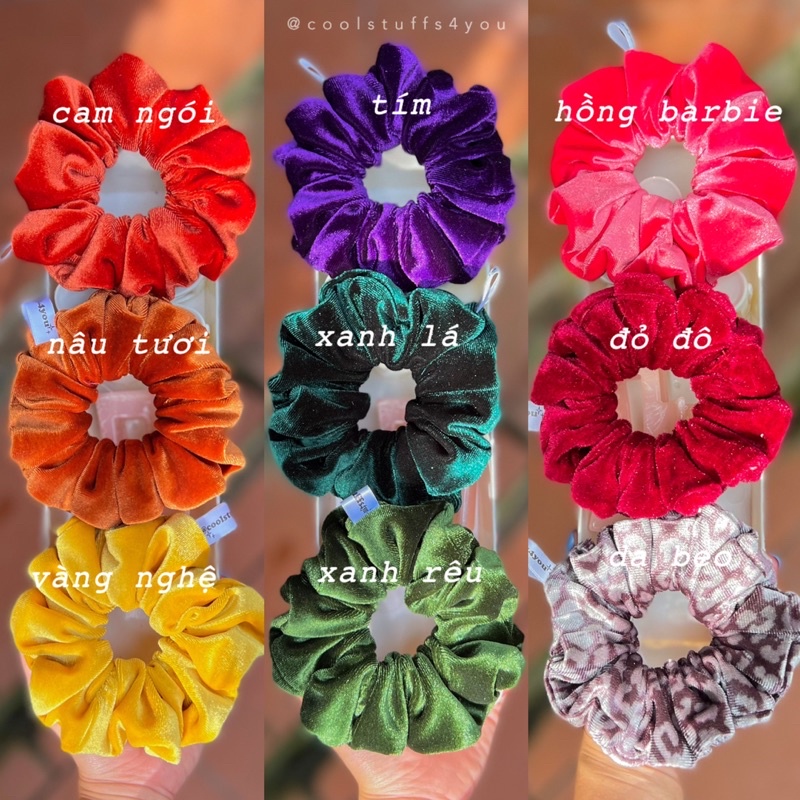 Buộc Tóc Scrunchies Nhung Vải Dày Mịn Size Thường