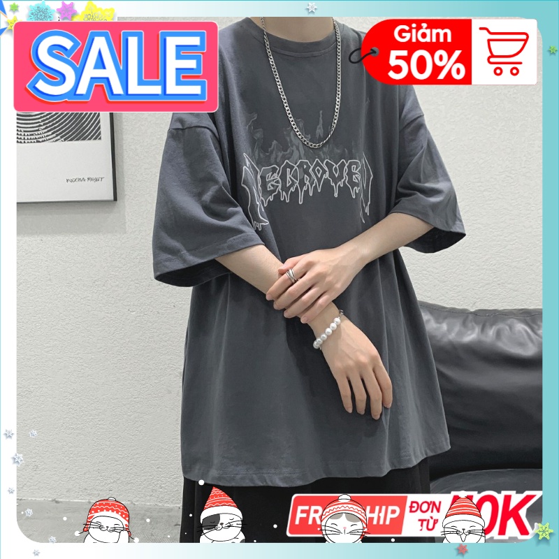 Áo phông nam nữ tay lỡ unisex form rộng, Áo thun tay lỡ nam nữ A56 Xám | BigBuy360 - bigbuy360.vn