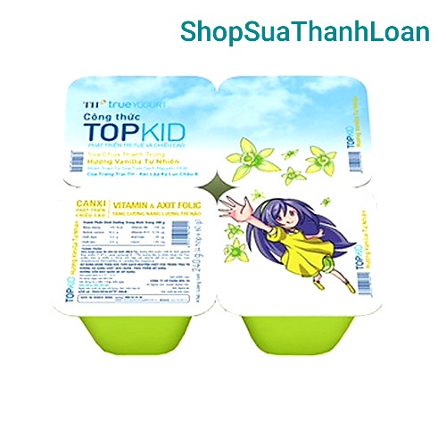 Lốc Sữa chua ăn thanh trùng TH true YOGURT công thức TOPKID Hương Vanni Tự Nhiên 60g