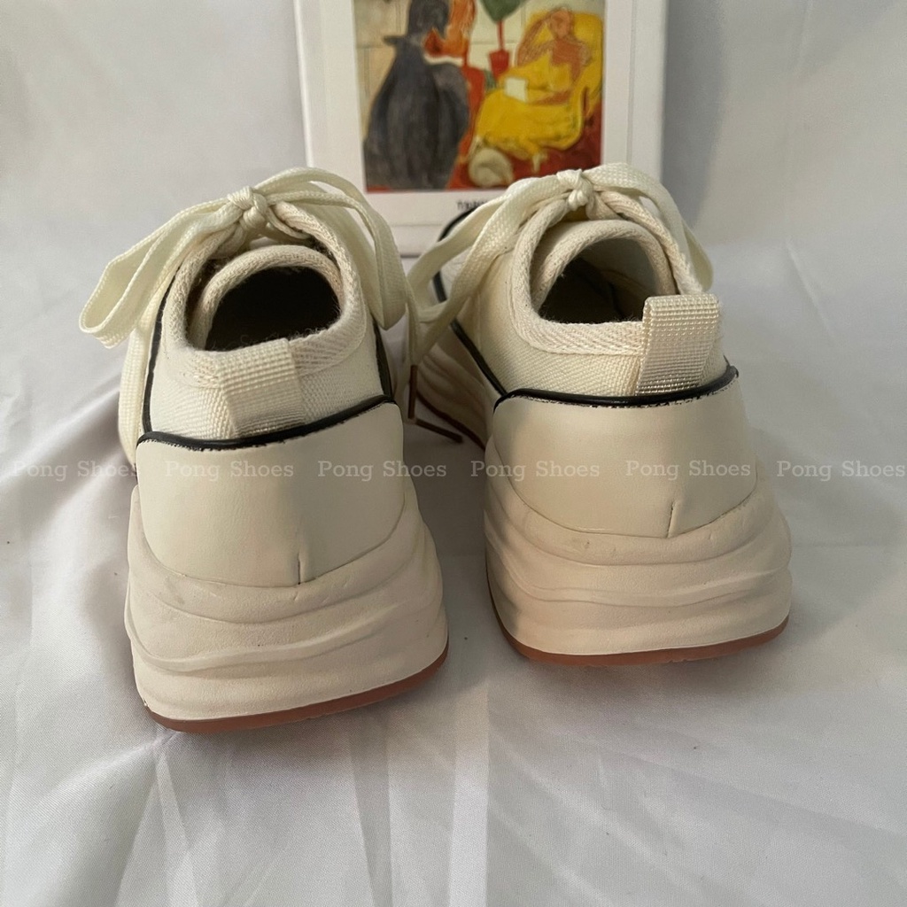 Giày Sneaker Pong Shoes phong cách Ulzzangs màu đen, be FULL HỘP Mã 1434