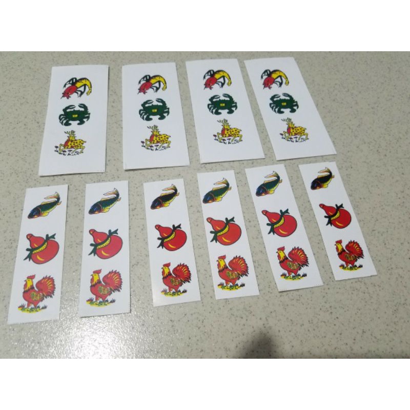 tem dán hột bầu cua , dán được 10 bộ .
