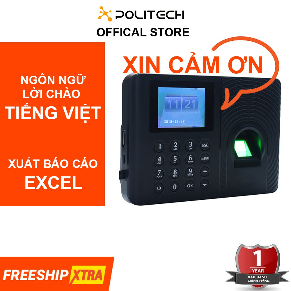 Máy Chấm Công Quét Vân Tay Full Tiếng Việt 912 (Tặng USB)