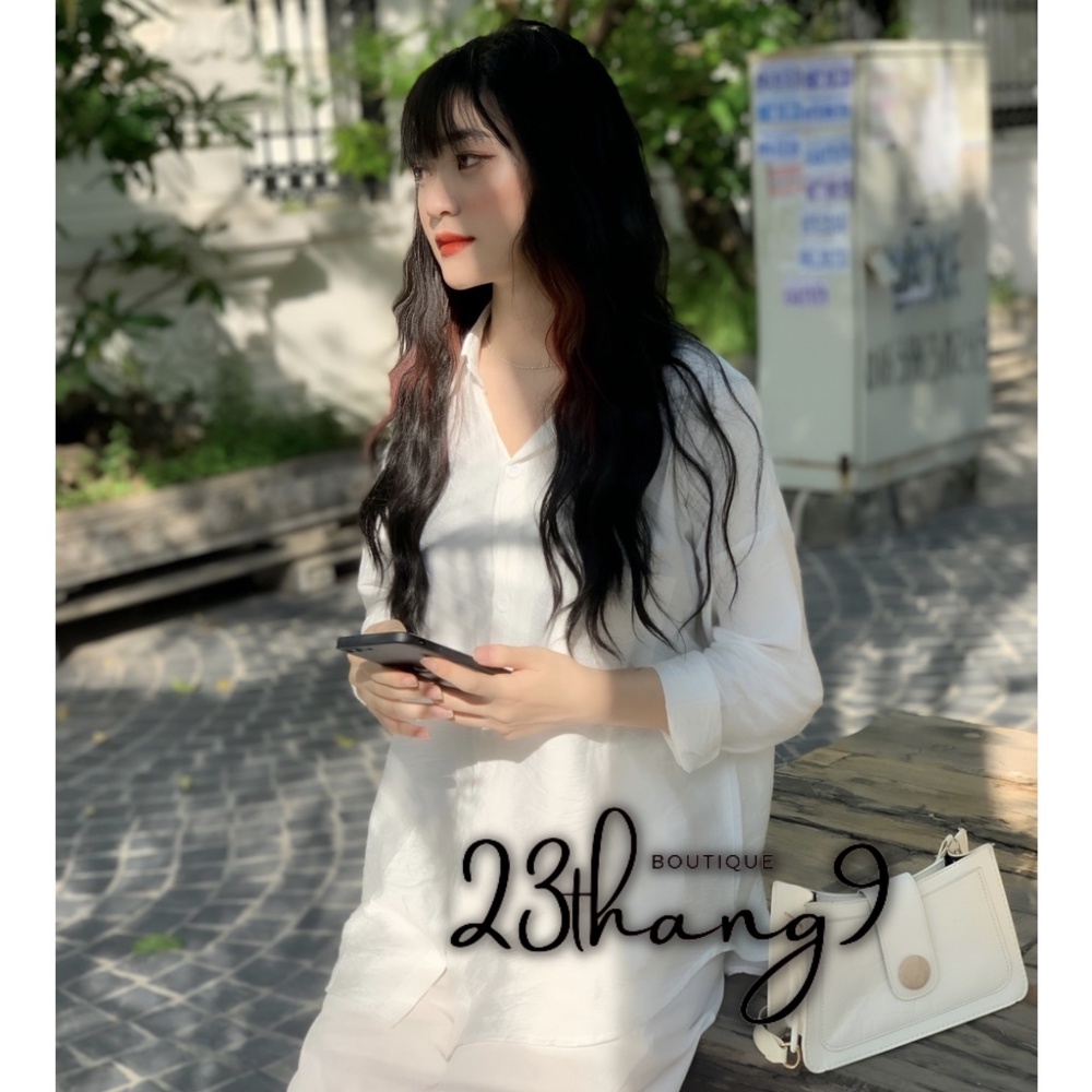 Áo sơ mi nữ áo sơ mi trắng form rộng tay dài chất thô cao cấp phong cách ulzzang hàn quốc công sở đi chơi đi làm