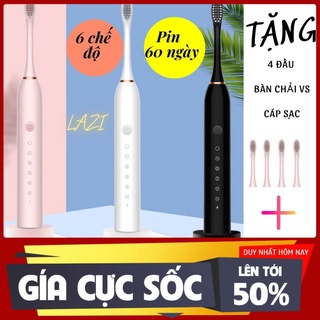 BÀN CHẢI ĐIỆN Sonic X3 6 chế độ Hàng nội địa Trung quốc cao cấp + TẶNG KÈM 3 ĐẦU BÀN CHẢI