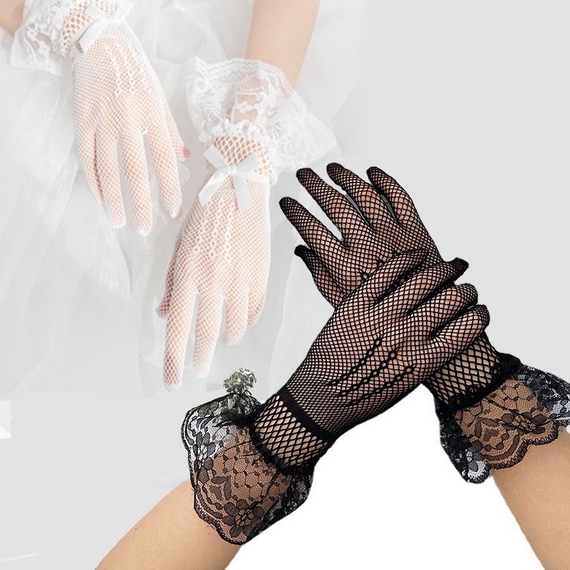 1 Đôi Găng Tay Vải Lưới Ren Mỏng Thời Trang Mùa Hè Dành Cho Cô Dâu Trong Tiệc Cưới