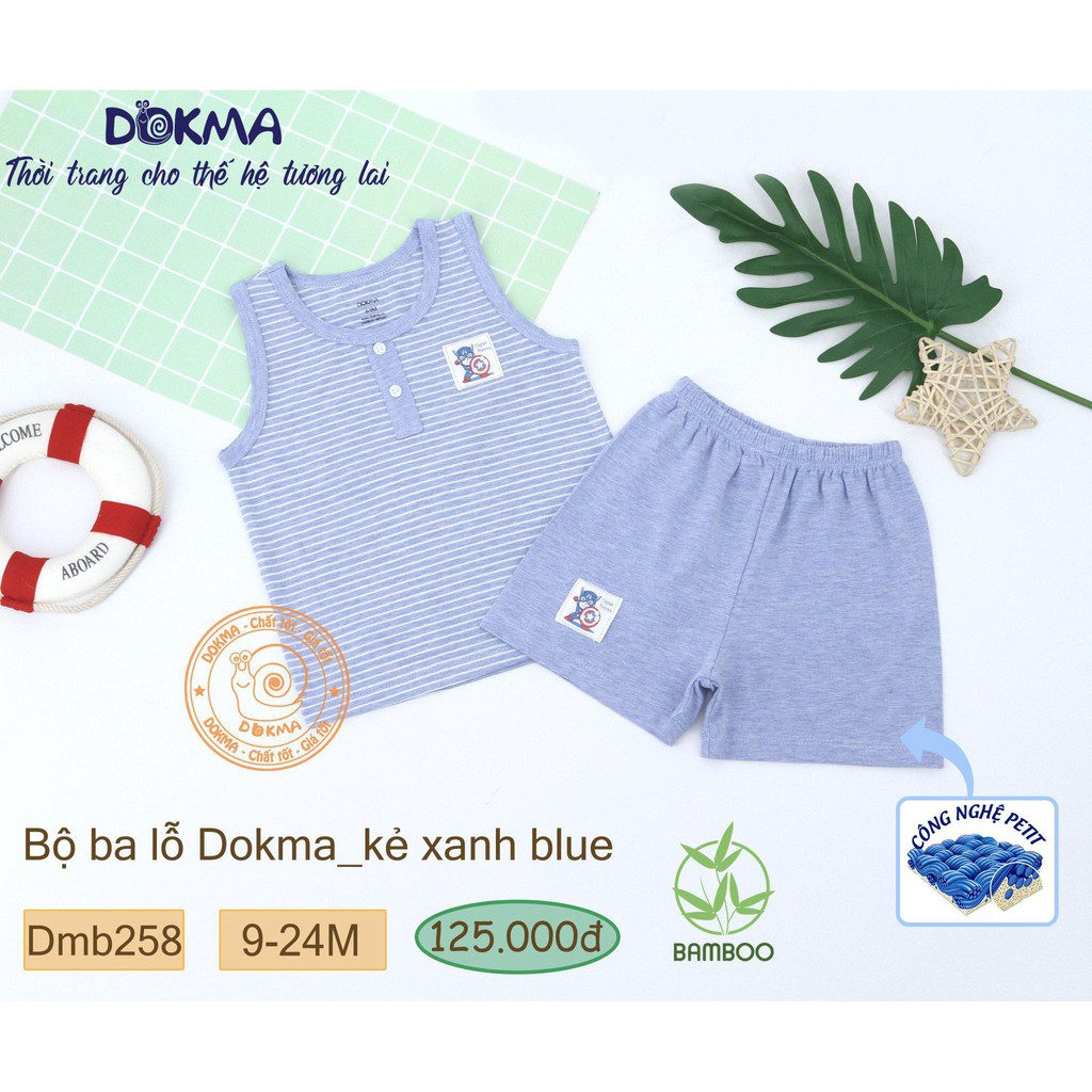 (6-24m) Bộ ba lỗ / bộ sát nách vải bamboo sợi tre kiểu dáng năng động cho bé - DOKMA