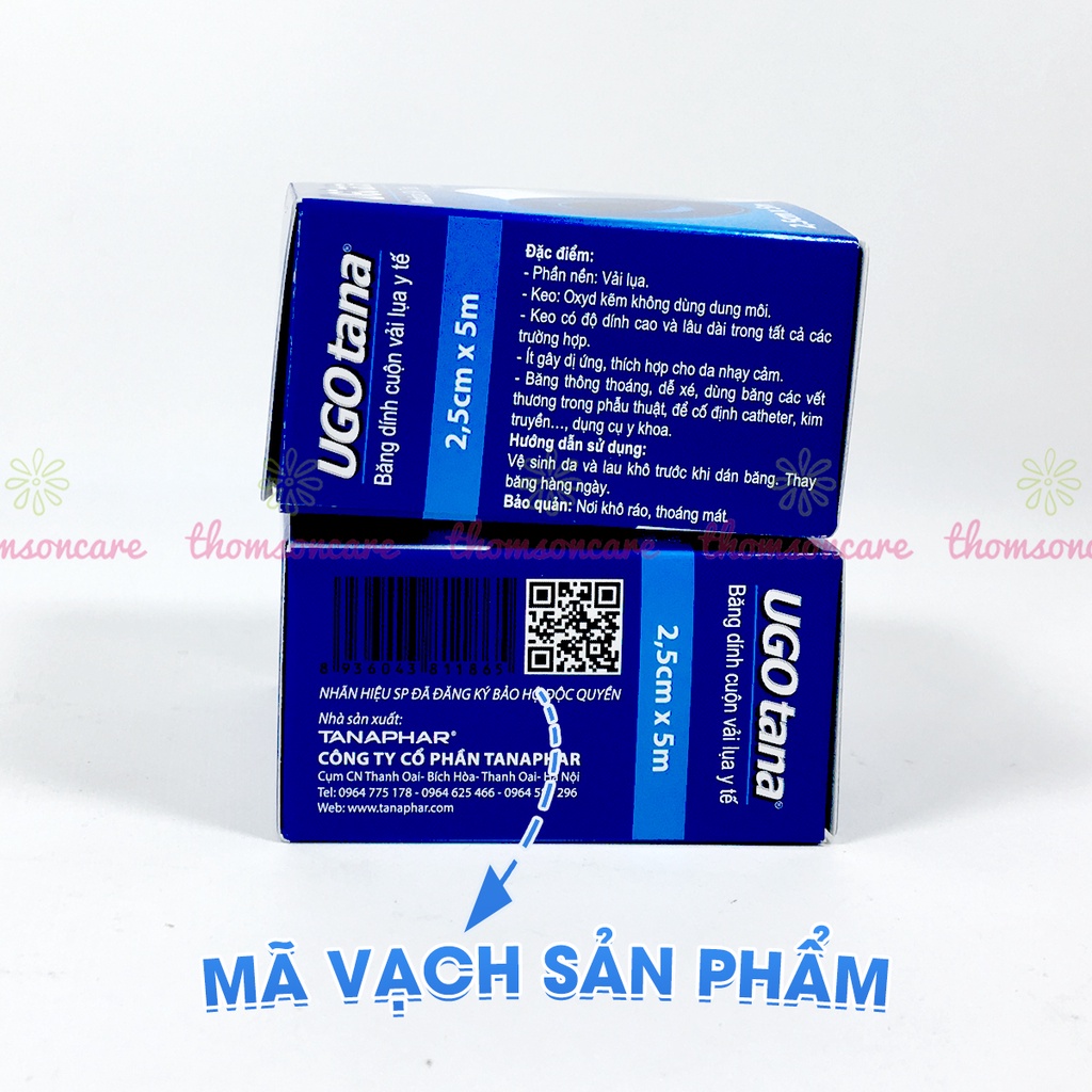 Băng dính vải y tế UGOTANA - bản nhỡ 2,5cm x dài 5m - băng keo mềm sơ cứu vết thương