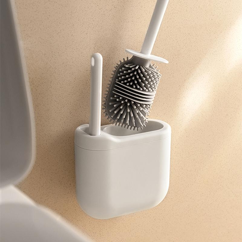 Bộ cọ silicone và bàn chải vệ sinh bồn cầu dán tường tiện lợi