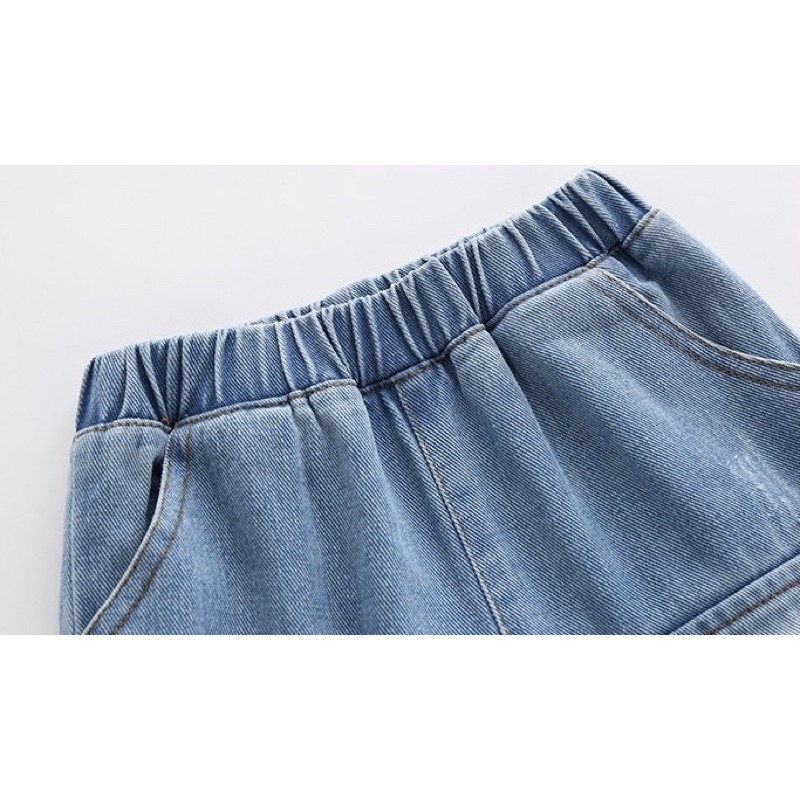 Quần short Jean bé trai WELLKIDS Quần bò chất mềm cho bé (3207)