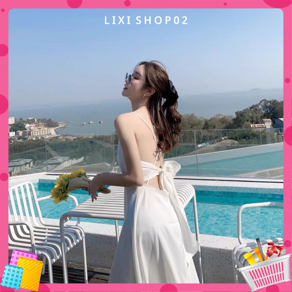 Đầm maxi 2022 trắng hở lưng đi biển CÓ SẴN MÚT NGỰC vải Lụa cao cấp may loại 1 | BigBuy360 - bigbuy360.vn