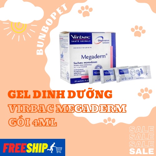 Gel Dinh Dưỡng Virbac Megaderm Gói 4ml - Gel Mượt Lông, Da Và Giảm Ngứa Cho Chó Mèo