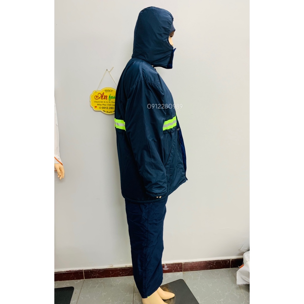 Áo khoát dùng trong kho lạnh -10 độ có gắn phản quang _ Hình chụp thật
