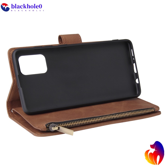BH For Samsung A71 Case Smartphone Shell Precise Cutouts Zipper Closure Wallet Design Overall Protection Phone Cover