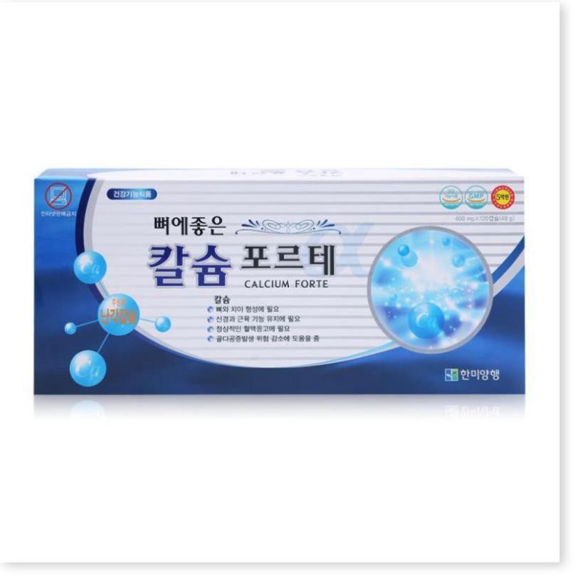 Viên uống bổ sung canxi HANMI Hàn Quốc hộp màu xanh 120 viên - 400mg (Calcium Forte)